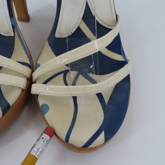 Dolce & Gabbana 38 EU 8 US Patent Strappy Wood Platform Heel Sandals Italy - Picture 4 of 16